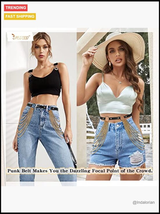 Punk Layered Waist Chain Belt PU Leather Alloy Body Chain Rave Gothic Adjustable main image 7